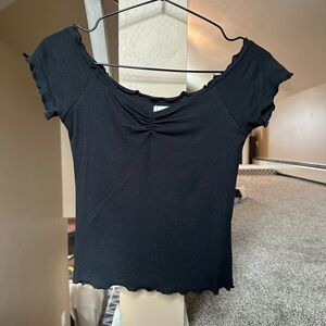 BDG Black Ruffled Crop Top